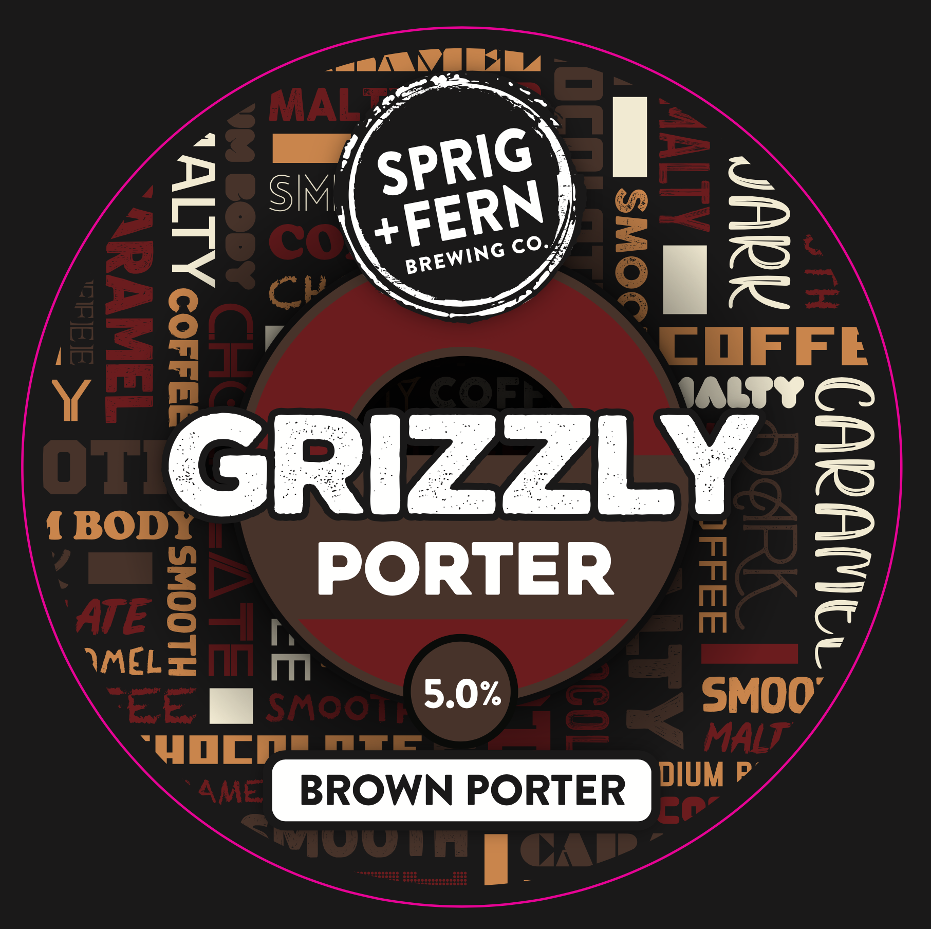 Brown Porter Sprig and Fern